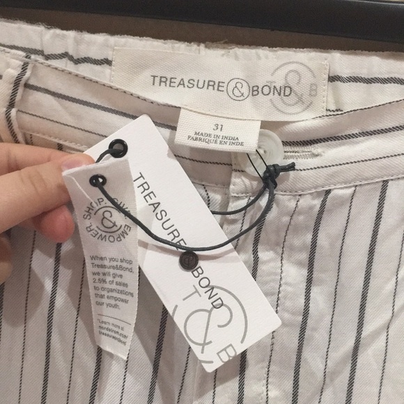 Treasure & Bond Crop Wide Leg Striped Trouser Pant - Picture 5 of 8